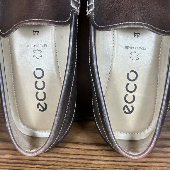 ECCO Leather Driving Loafer Mens Size‎ US 10 Brown Classic Slip On Moc Toe